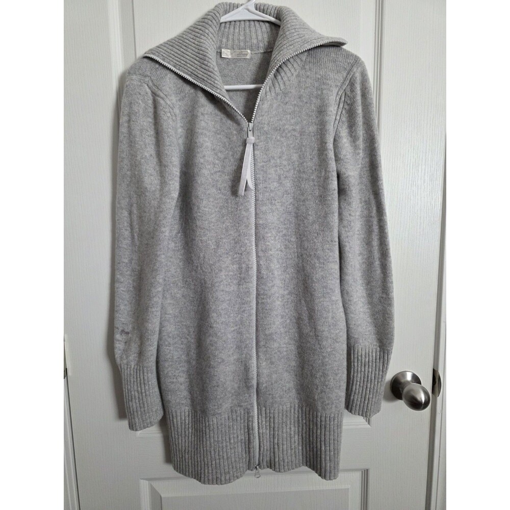 Old Navy heather gray full-zip ribbed cardigan sweater long sz Small